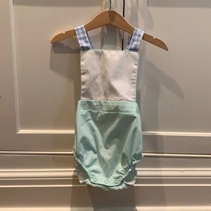 TBBC mint and blue gingham sunsuit